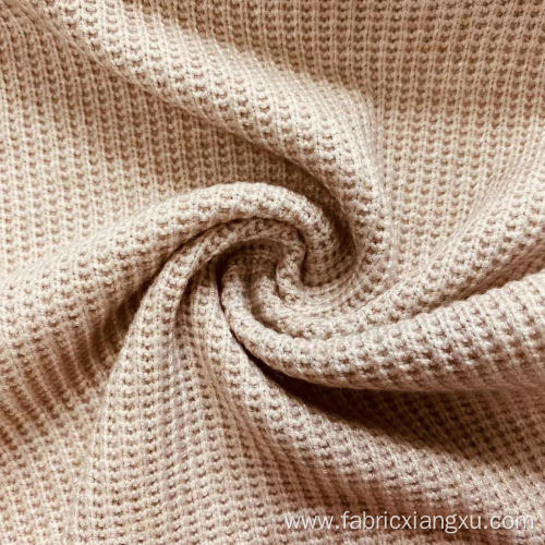 Waffle plain Rib Knitted polyester rayon sweater Fabric